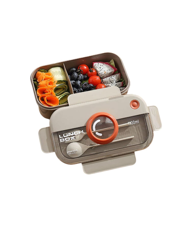 Double Layer Lunch Box  With Spoon And Fork