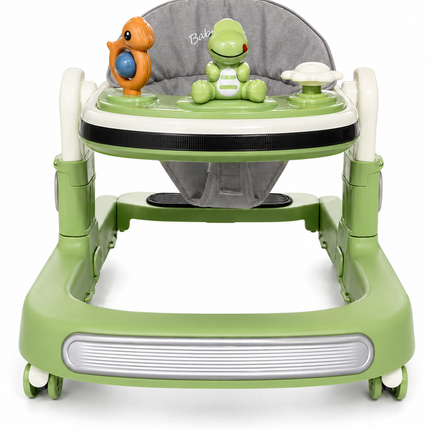 Premium Musical Baby Walker with Interactive Toys – Adjustable Infant Learning Walker (Green)