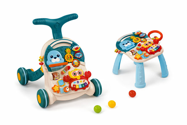 2-in-1 Baby Walker & Activity Table with Interactive Learning Toys -  HE0828