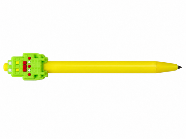 Cute Pixel Alien Gel Pen – Smooth Writing Black Ink Ballpoint Pen for School, Office & Gifts (Yellow)
