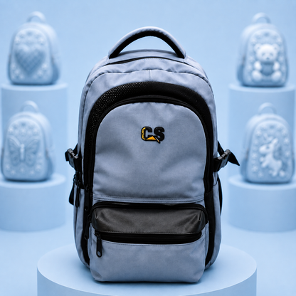 CS Blue & Black School Backpack – 18" × 13"