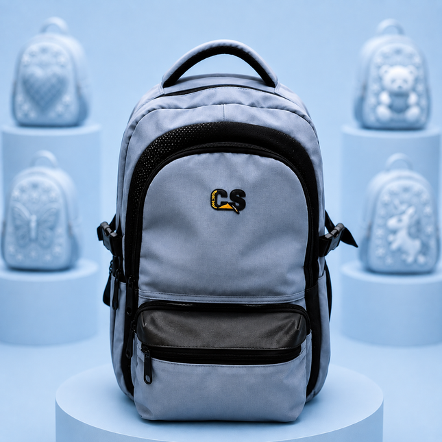 CS Blue & Black School Backpack – 18" × 13"