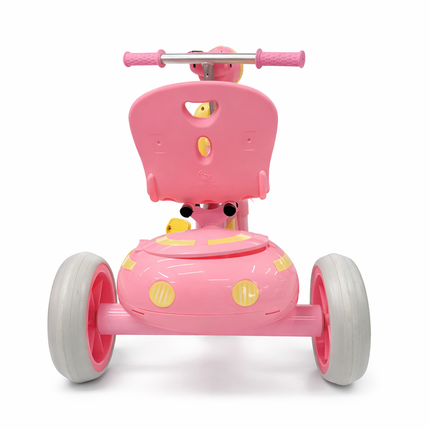 Kids Ride-On Tricycle with Storage Basket & Comfortable Seat – Pink & Yellow