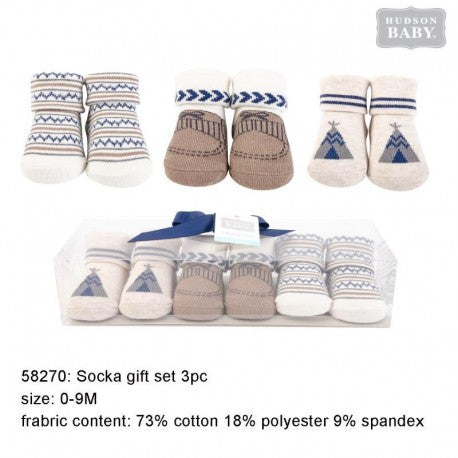 HUDSON BABY SOCKS GIFT SET, 3-PIECE, TEEPEE 0-9M