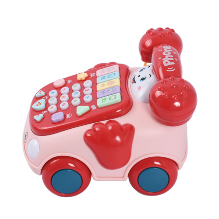 Multifunctional Musical Phone Cart Toy – Educational Baby Activity Toy with Lights, Music & Learning Buttons