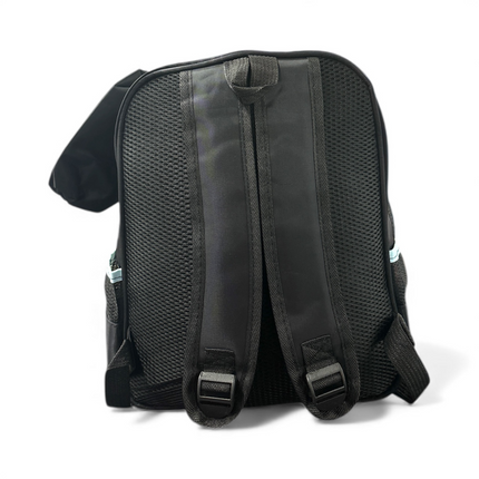 3D Cartoon Character Black School Backpack with Pouch