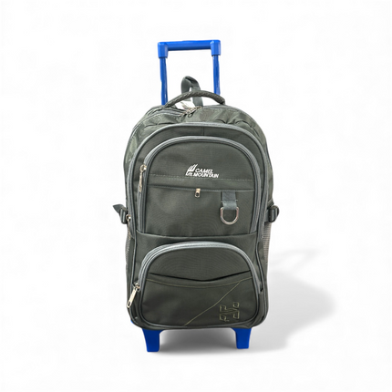 Camel Mountain Grey Trolley Backpack – Multi-Pocket Travel & School Bag