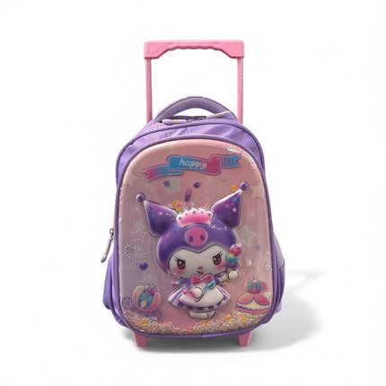 Kuromi Purple Trolley Backpack – Cute Rolling School Bag for Girls