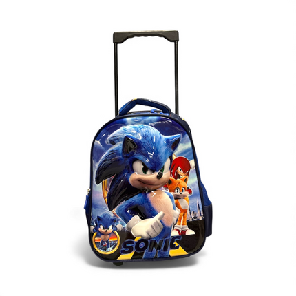 Sonic The Hedgehog Blue Trolley Backpack – Kids School Bag with Wheels
