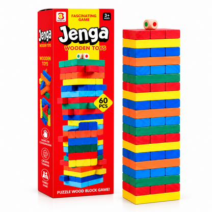 IMPORTED | 60 - Piece Wooden Jenga Tower Game