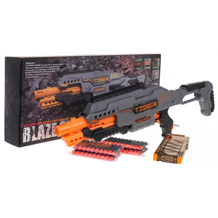Blaze Storm Battery Operated Soft Bullet Gun – 40 Darts Tiger Edition