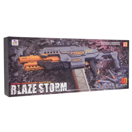 Blaze Storm Battery Operated Soft Bullet Gun – 40 Darts Tiger Edition