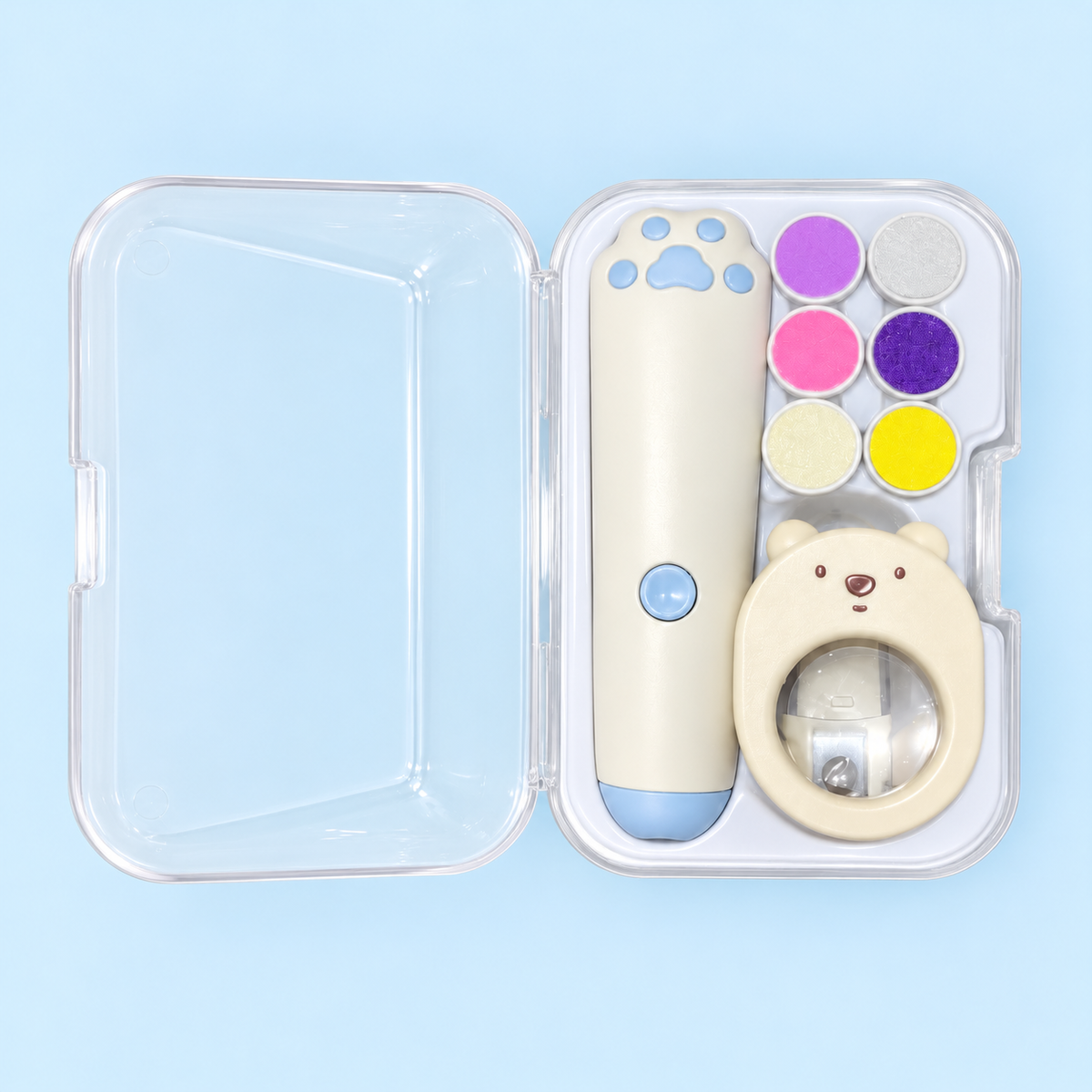 Electric Baby Nail Care Kit with 6 Filing Heads, Bear Nail Clipper & Storage Case