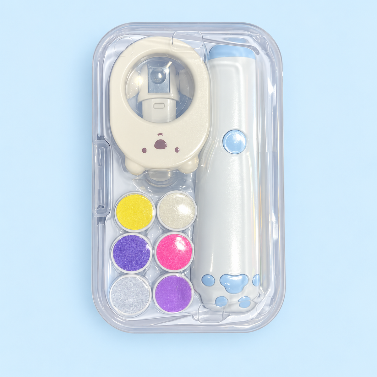 Electric Baby Nail Care Kit with 6 Filing Heads, Bear Nail Clipper & Storage Case