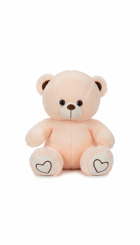 Peach Teddy Bear Plush – Soft & Adorable Stuffed Toy for Kids