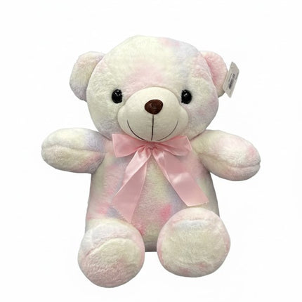 Pastel Teddy Bear Plush – Soft & Cute Stuffed Toy with Pink Ribbon