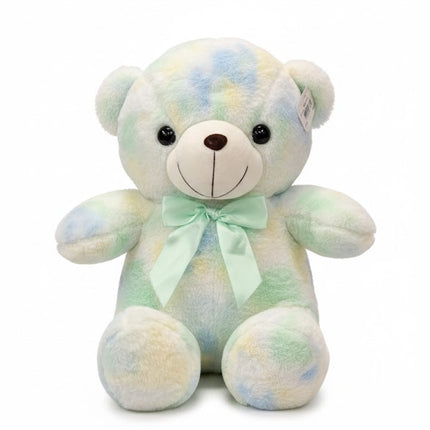 Pastel Rainbow Teddy Bear – Soft & Cuddly Plush Toy with Mint Bow