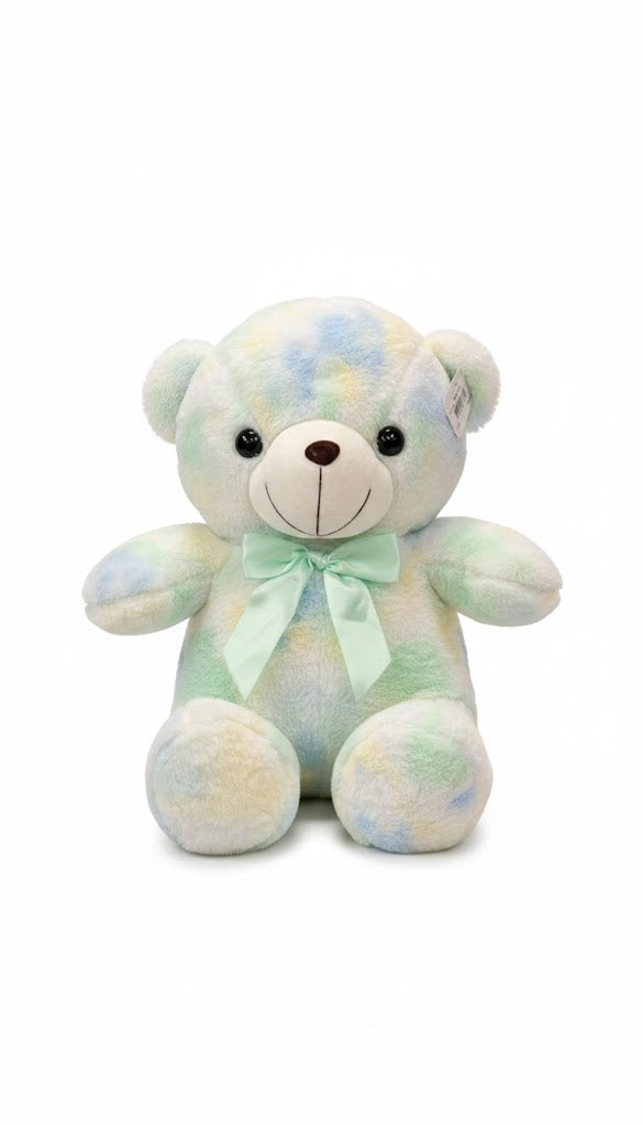 Pastel Rainbow Teddy Bear – Soft & Cuddly Plush Toy with Mint Bow