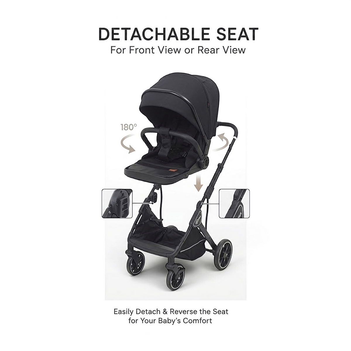 Tinnies Reversible Baby Stroller T110 – Grey